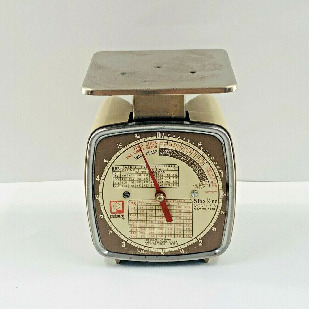 1978 Vintage Postal Scale Pelouze Model Z5 Mechanical 5 Lbs x 1/2 oz. Capacity
